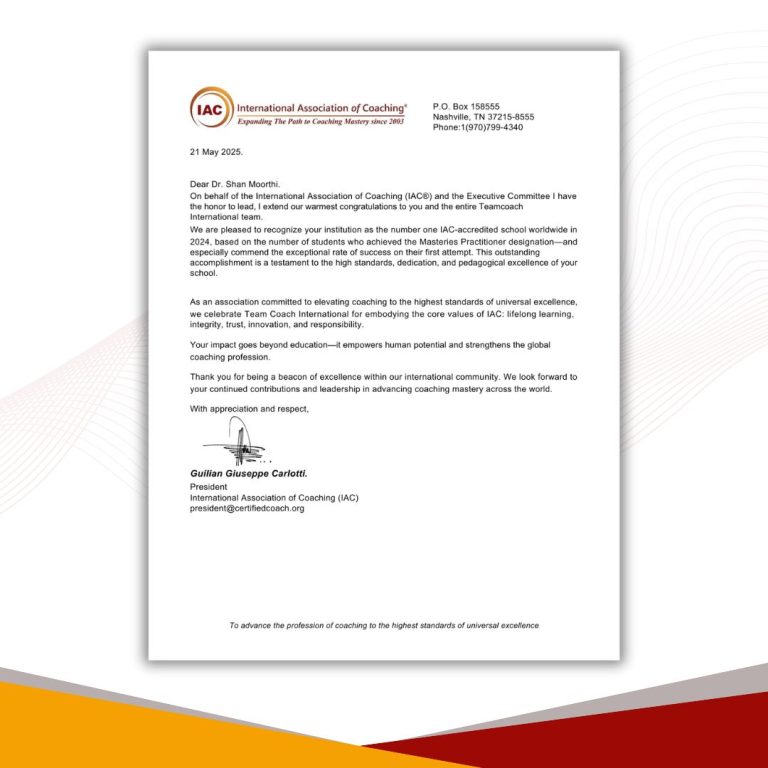 Letter to TEAM COACHING INTERNATIONAL - Performance 2024